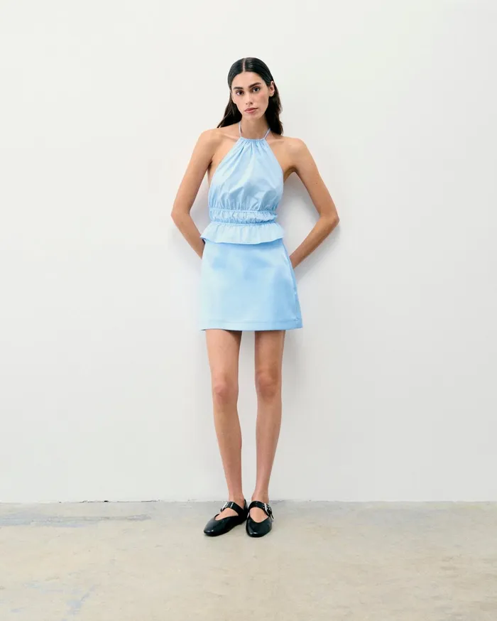 From Future Shirts TShirts and Tops Women Poplin Strap Top Baby Blue