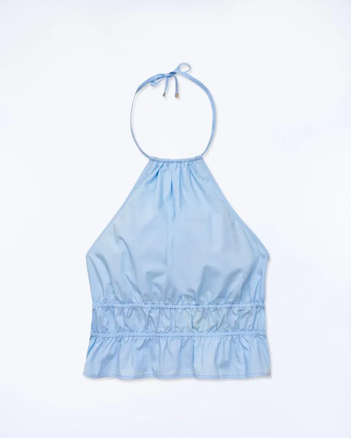 From Future Shirts TShirts and Tops Women Poplin Strap Top Baby Blue