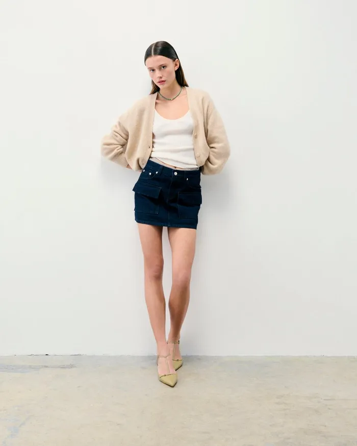 From Future Skirts Women Mini Cargo Skirt Natural