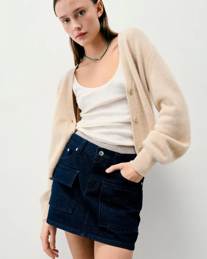 From Future Skirts Women Mini Cargo Skirt Natural