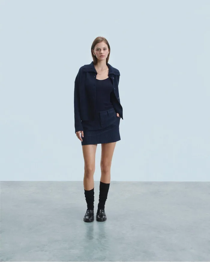 From Future Skirts Women Mini Tailoring Skirt Rayures Navy