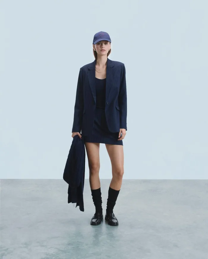From Future Skirts Women Mini Tailoring Skirt Rayures Navy