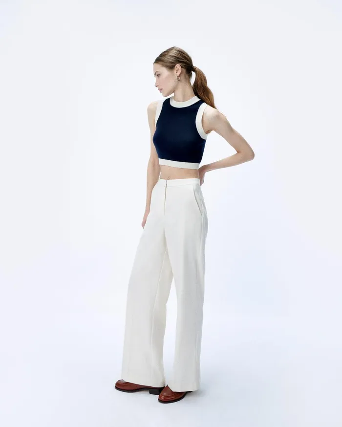 From Future Sleeveless Sweaters Women TwoTone Sleeveless Sweater Navy