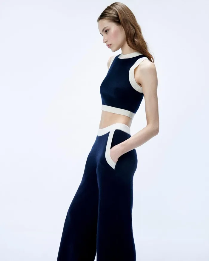 From Future Sleeveless Sweaters Women TwoTone Sleeveless Sweater Navy