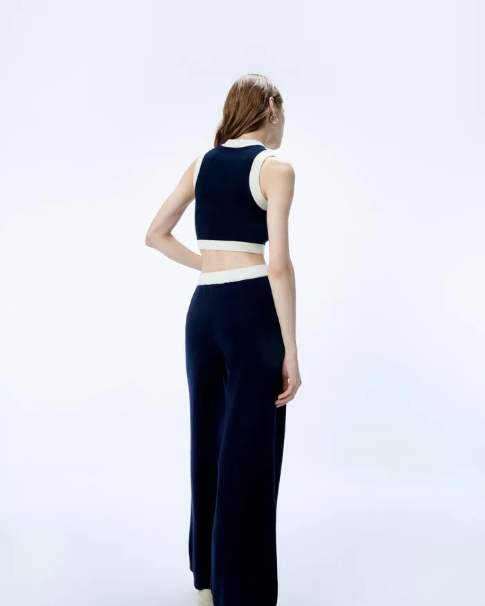 From Future Sleeveless Sweaters Women TwoTone Sleeveless Sweater Navy