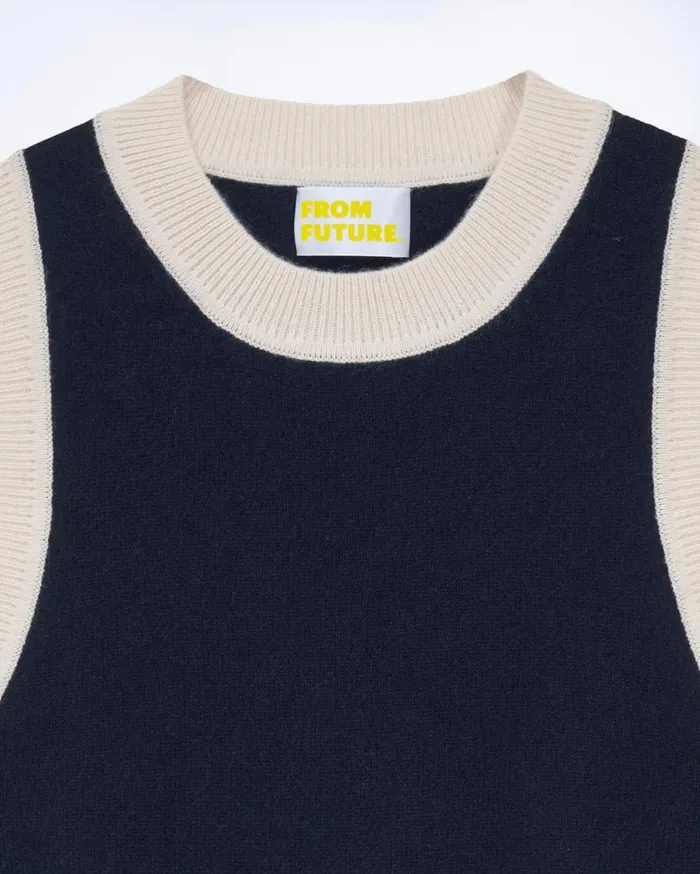 From Future Sleeveless Sweaters Women TwoTone Sleeveless Sweater Navy
