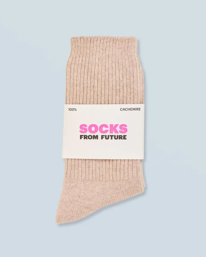 From Future Socks Ribbed MidHigh Socks Heather Beige