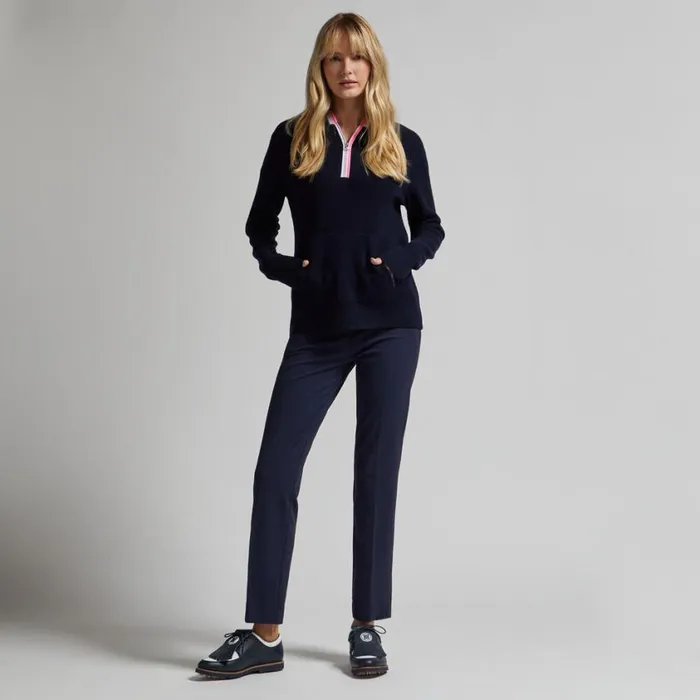 GFORE Hoodies and Tees Women WAFFLE STITCH MERINO WOOL HOODED QUARTER ZIP SWEATER Twilight