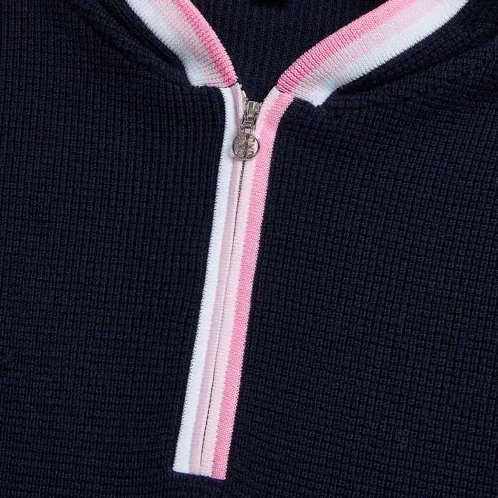 GFORE Hoodies and Tees Women WAFFLE STITCH MERINO WOOL HOODED QUARTER ZIP SWEATER Twilight