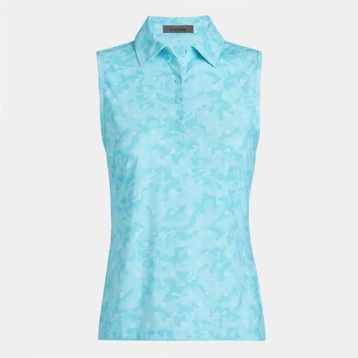GFORE Polos and Shirts Women ICON CAMO SILKY TECH NYLON SLEEVELESS POLO Powder