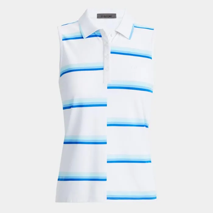 GFORE Polos and Shirts Women OFFSET STRIPE TECH PIQU SLEEVELESS POLO Snow