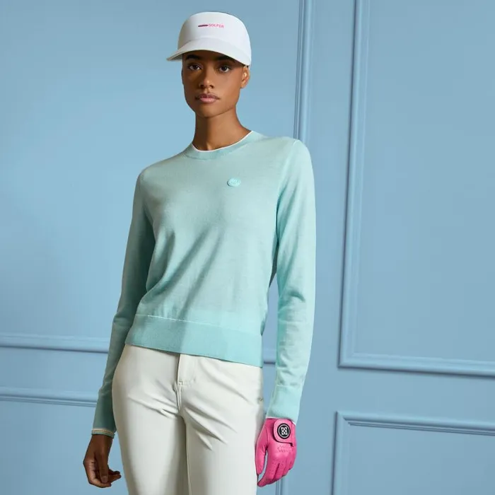 GFORE Sweaters Women HAPPY G039S MERINO WOOL CREWNECK SWEATER Powder