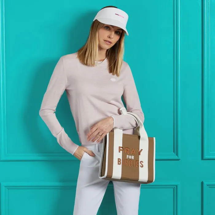 GFORE Sweaters Women TIPPED MOTHER GOLFER MERINO WOOL CREWNECK SWEATER Blush GFORE Sweaters Women TIPPED MOTHER GOLFER MERINO WOOL CREWNECK SWEATER Blush