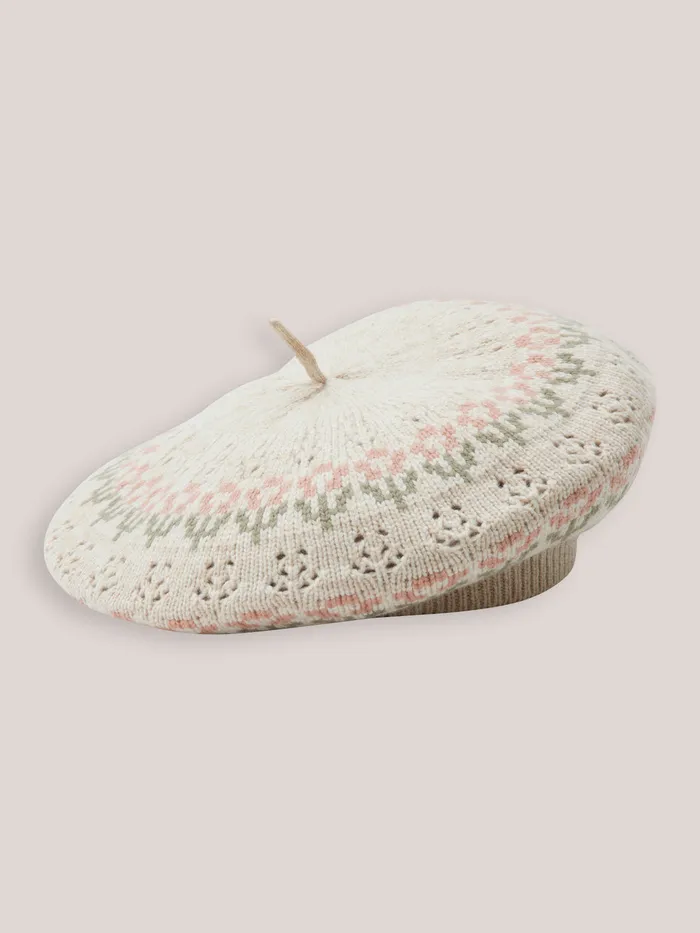 Girls Cyrillus Accessories Jacquard Beret Avoine Chine