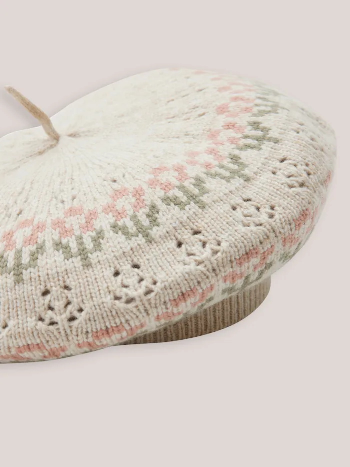 Girls Cyrillus Accessories Jacquard Beret Avoine Chine