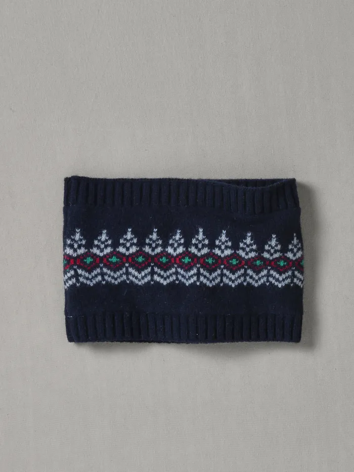 Girls Cyrillus Accessories Merino Wool Jacquard Snood Marine