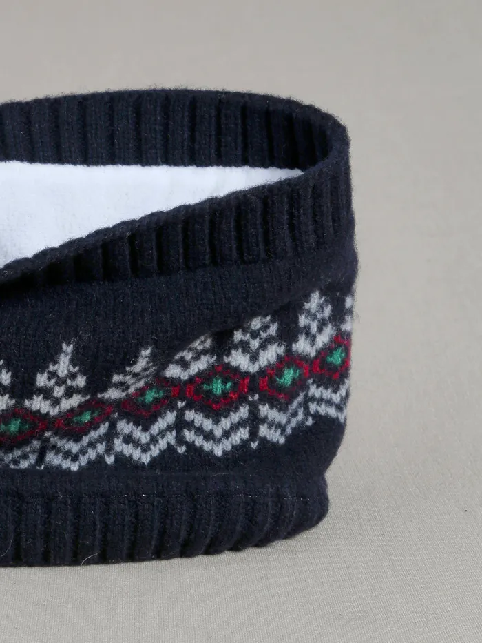 Girls Cyrillus Accessories Merino Wool Jacquard Snood Marine