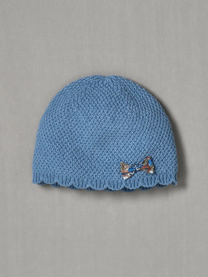 Girls Cyrillus Accessories Scalloped Hat Trim Made With Liberty Fabric Bleu Grise