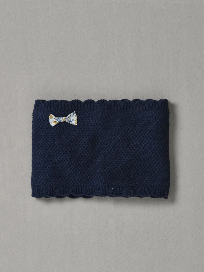 Girls Cyrillus Accessories Scalloped Snood And Bow Made With Liberty Fabric Marine