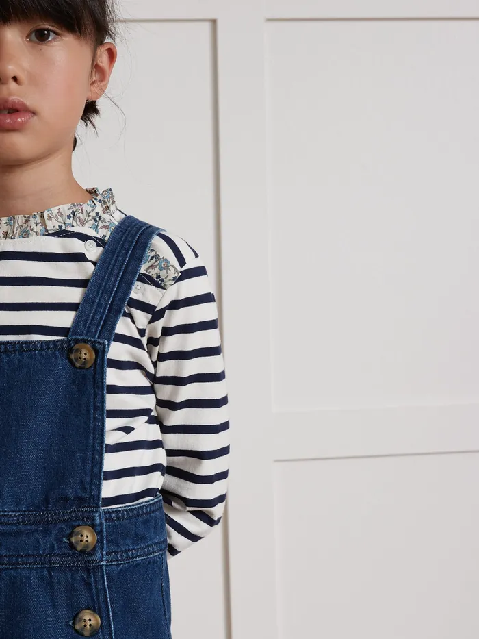 Girls Cyrillus Clothing Denim Apron Dress Denim Brut