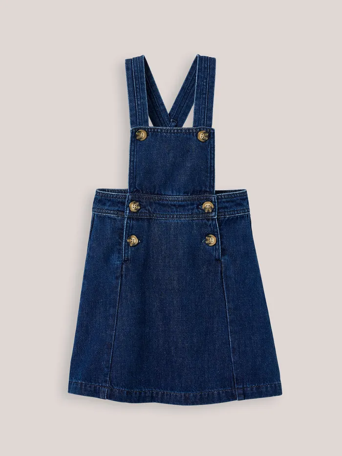 Girls Cyrillus Clothing Denim Apron Dress Denim Brut