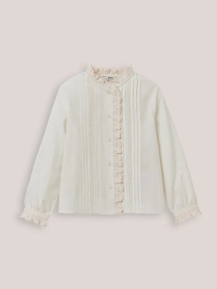 Girls Cyrillus Clothing Heritage Shirt Ecru
