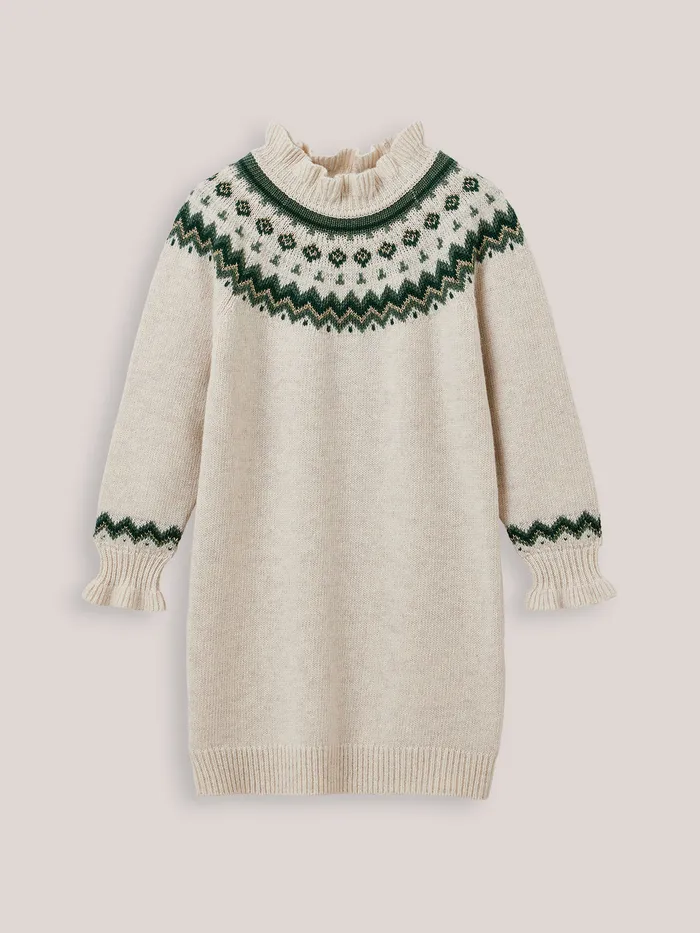 Girls Cyrillus Clothing Jacquard SweaterDress Ecru Chine