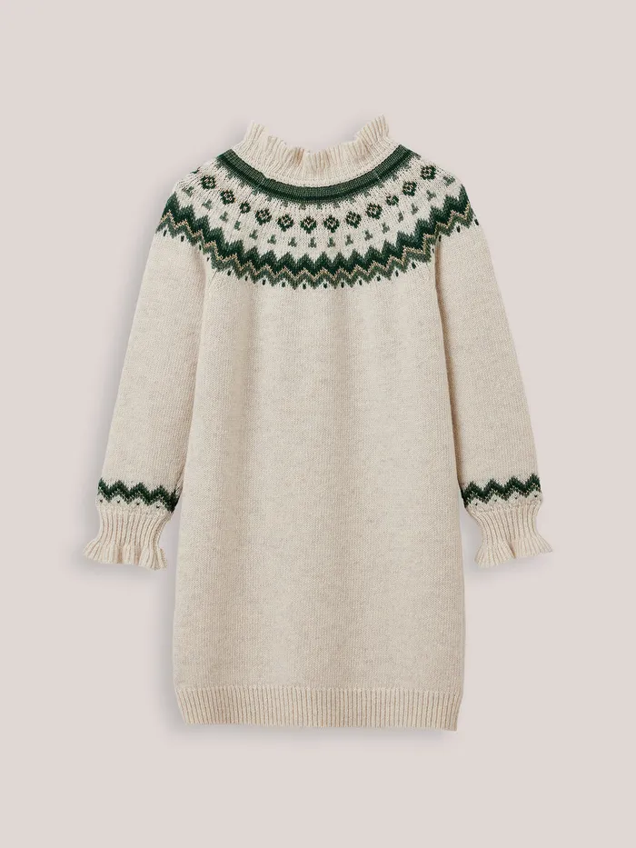 Girls Cyrillus Clothing Jacquard SweaterDress Ecru Chine