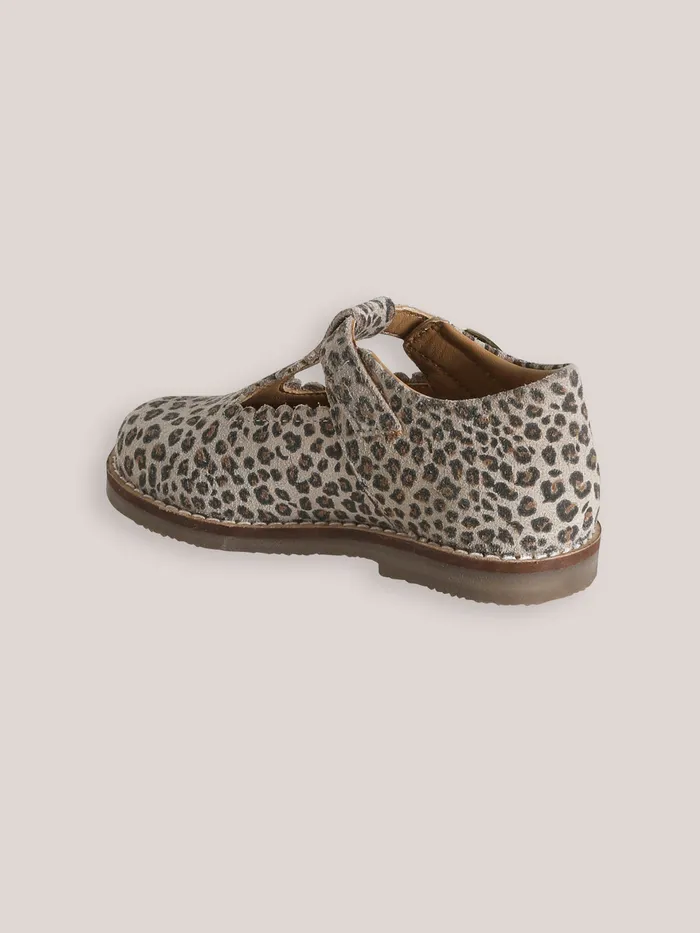Girls Cyrillus Shoes Leather Leopard Motif TStrap Shoes Peau De Bete
