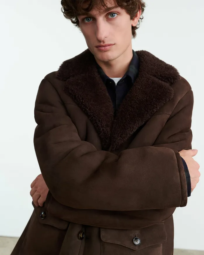 GOSHEN SHEARLING COAT Espresso Men Jackets and Coats Nili Lotan
