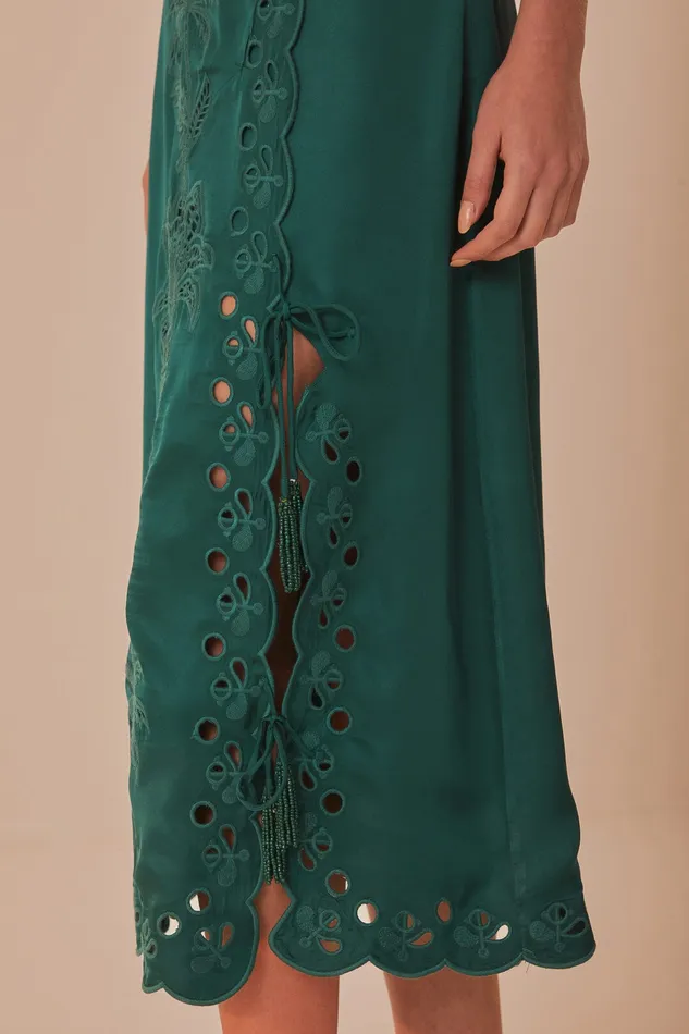 Green Richelieu Midi Skirt Women Farm Rio Skirts