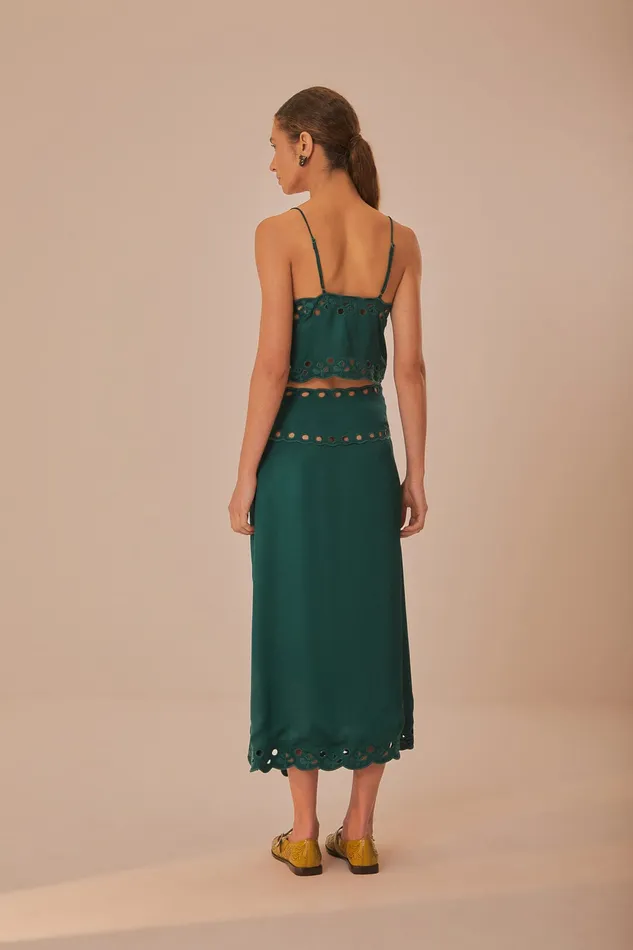 Green Richelieu Midi Skirt Women Farm Rio Skirts