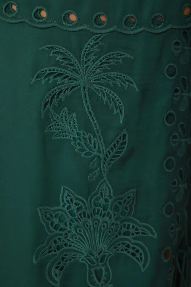 Green Richelieu Midi Skirt Women Farm Rio Skirts