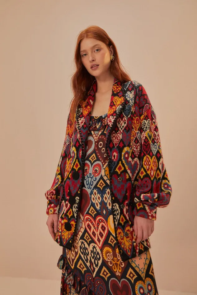 Hearts Ikat Knit Blazer Women Farm Rio Blazers
