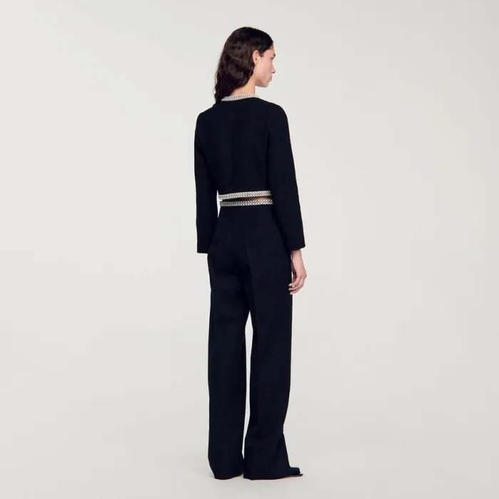 Jackets and Blazers Women SANDRO Cropped Tweed Jacket Black