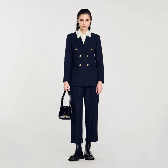 Jackets and Blazers Women SANDRO Doublebreasted Blazer Navy Blue