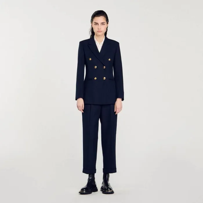 Jackets and Blazers Women SANDRO Doublebreasted Blazer Navy Blue