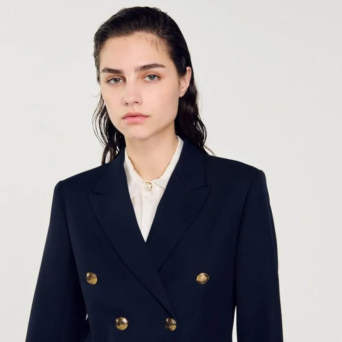 Jackets and Blazers Women SANDRO Doublebreasted Blazer Navy Blue