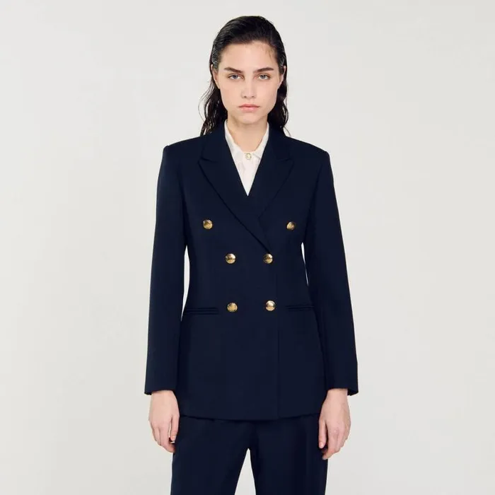 Jackets and Blazers Women SANDRO Doublebreasted Blazer Navy Blue