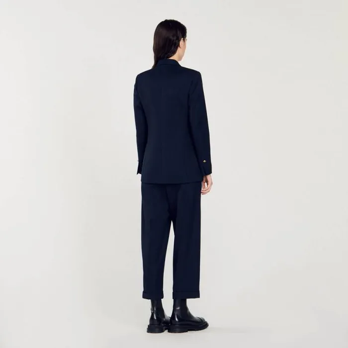 Jackets and Blazers Women SANDRO Doublebreasted Blazer Navy Blue