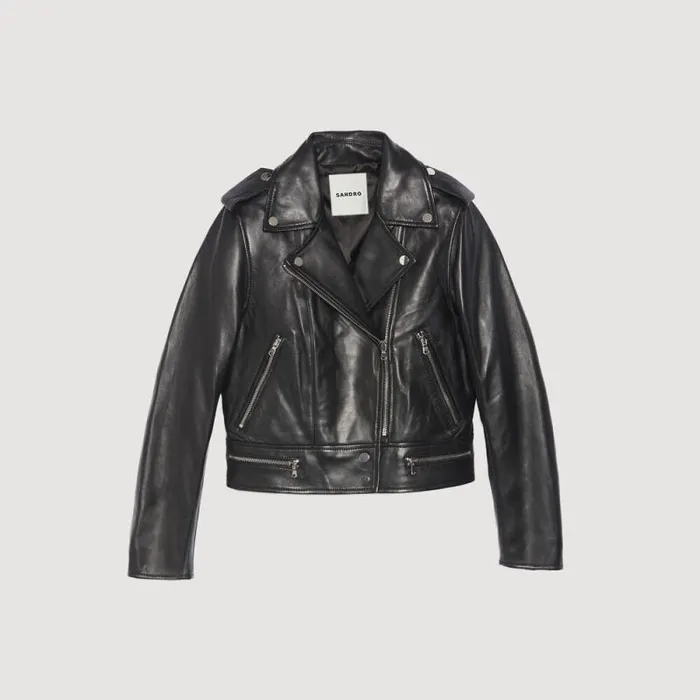 Jackets and Blazers Women SANDRO Leather Jacket Black