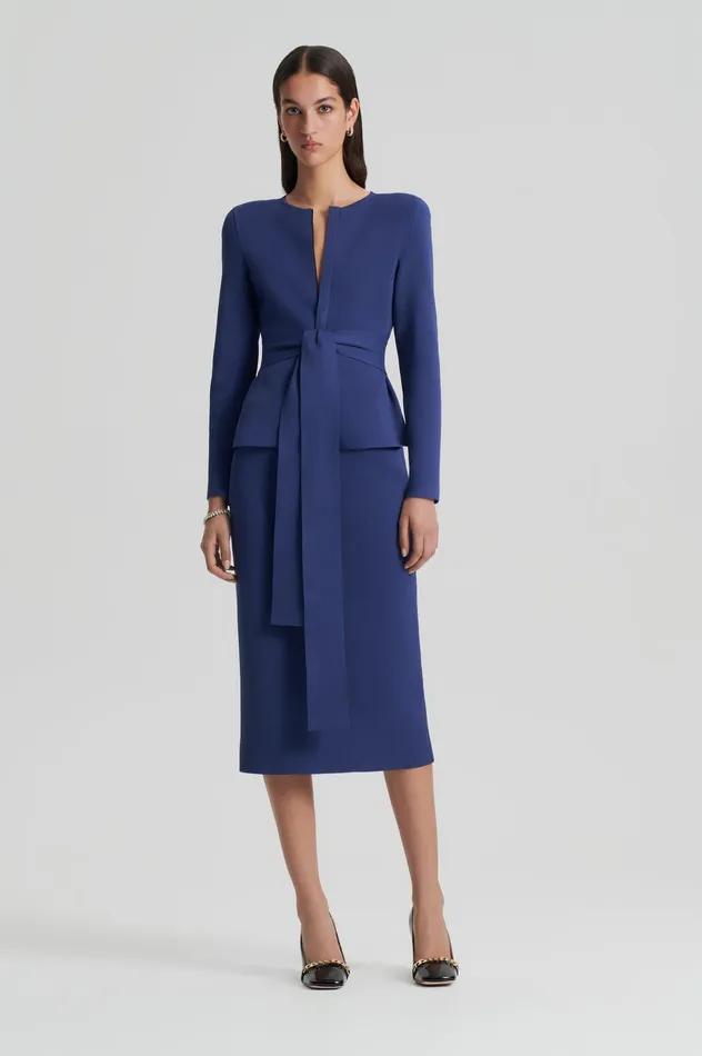 Jackets Women Scanlan Theodore CREPE KNIT CURVED HEM JACKET ROYAL