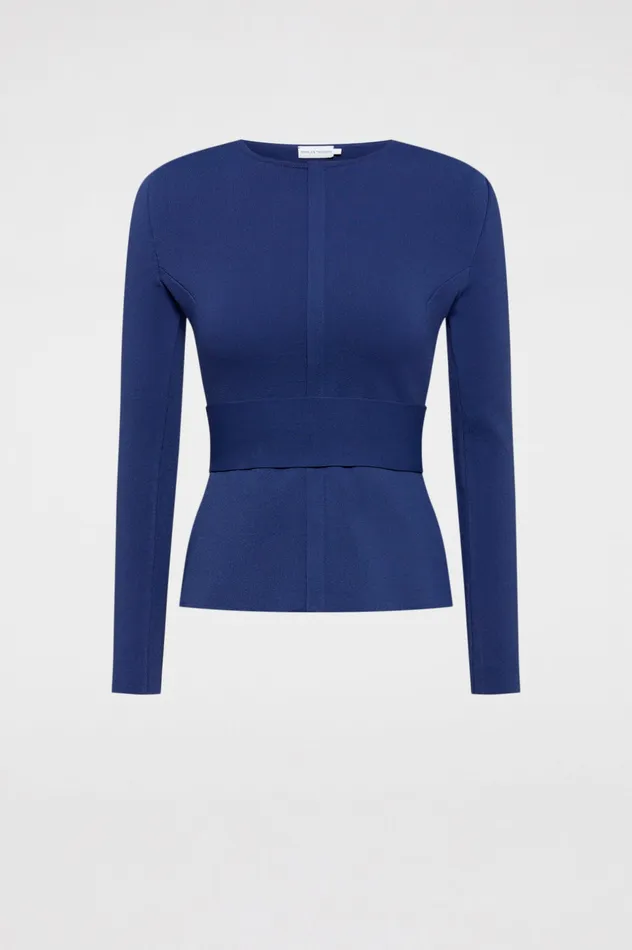 Jackets Women Scanlan Theodore CREPE KNIT CURVED HEM JACKET ROYAL Jackets Women Scanlan Theodore CREPE KNIT CURVED HEM JACKET ROYAL