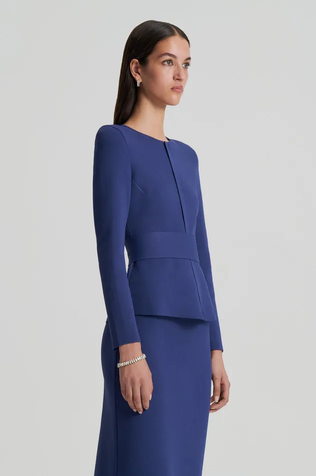 Jackets Women Scanlan Theodore CREPE KNIT CURVED HEM JACKET ROYAL Jackets Women Scanlan Theodore CREPE KNIT CURVED HEM JACKET ROYAL