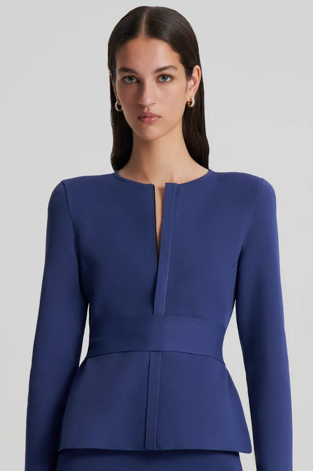 Jackets Women Scanlan Theodore CREPE KNIT CURVED HEM JACKET ROYAL Jackets Women Scanlan Theodore CREPE KNIT CURVED HEM JACKET ROYAL