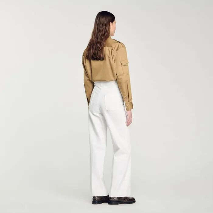 Jeans Women SANDRO Wideleg Canvas Pants White