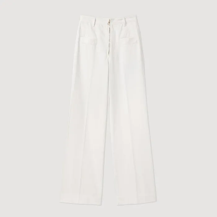 Jeans Women SANDRO Wideleg Canvas Pants White