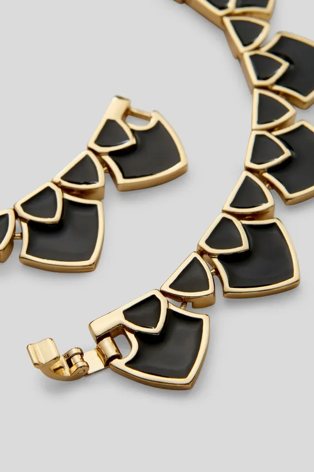 Jewelry Women Scanlan Theodore ENAMEL TRIANGLE CHOKER BLACK