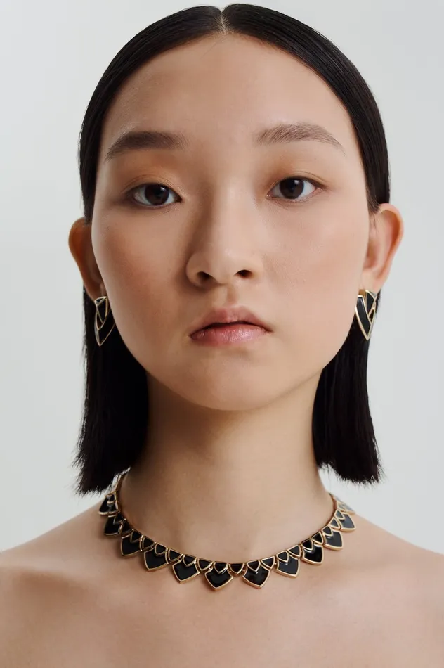 Jewelry Women Scanlan Theodore ENAMEL TRIANGLE CHOKER BLACK