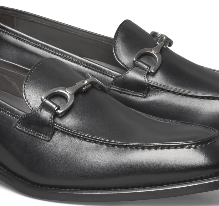 Johnston and Murphy Dress Shoes Men Ellsworth Bit Loafer Black Italian Calfskin
